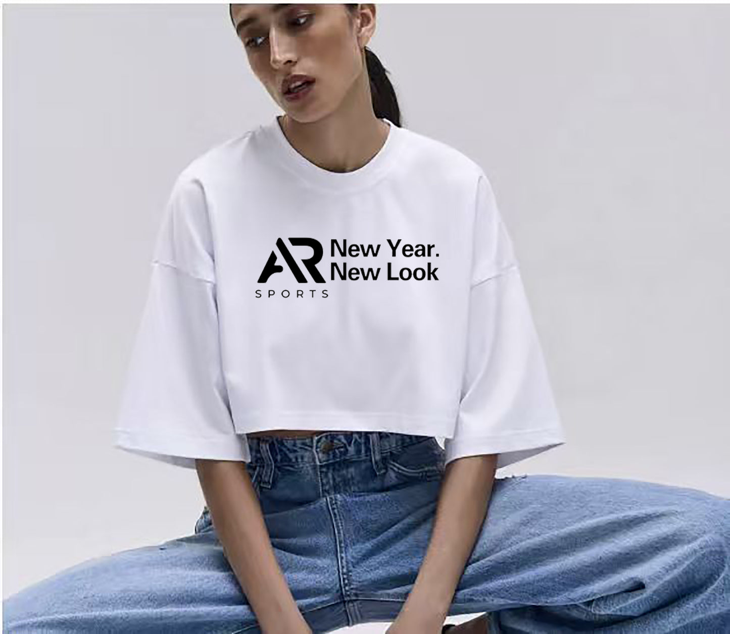 AR Sportswear Women's Oversize Crop Top T-Shirt.