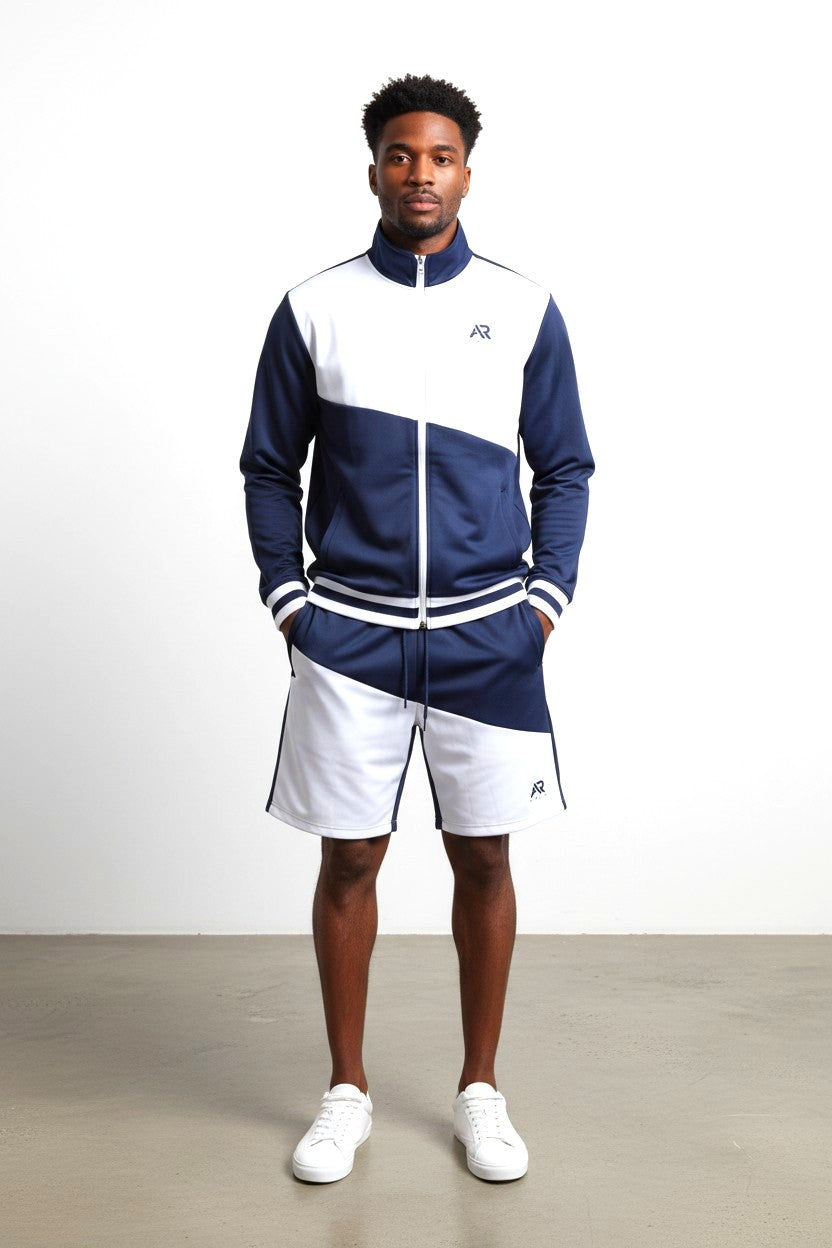 AR Sportswear Men's 2Pcs Tracksuit Windbreaker Jacket With Matching Shorts