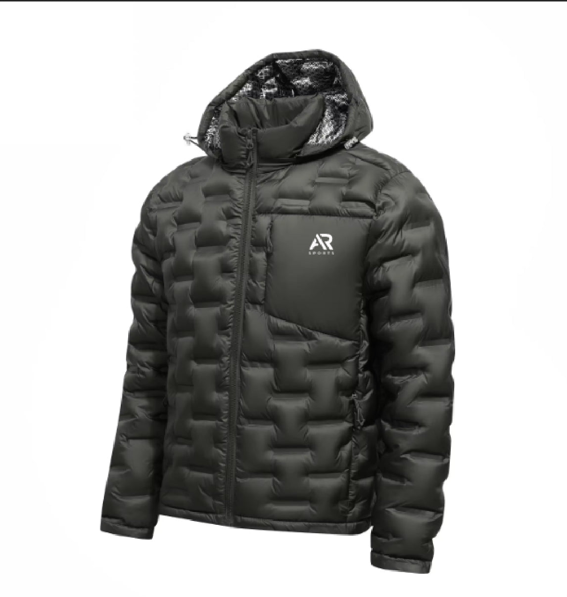 Men's Sports Puffy Down Hoodie Jacket Wind Proof