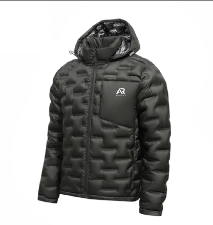 Men's Sports Puffy Down Hoodie Jacket Wind Proof