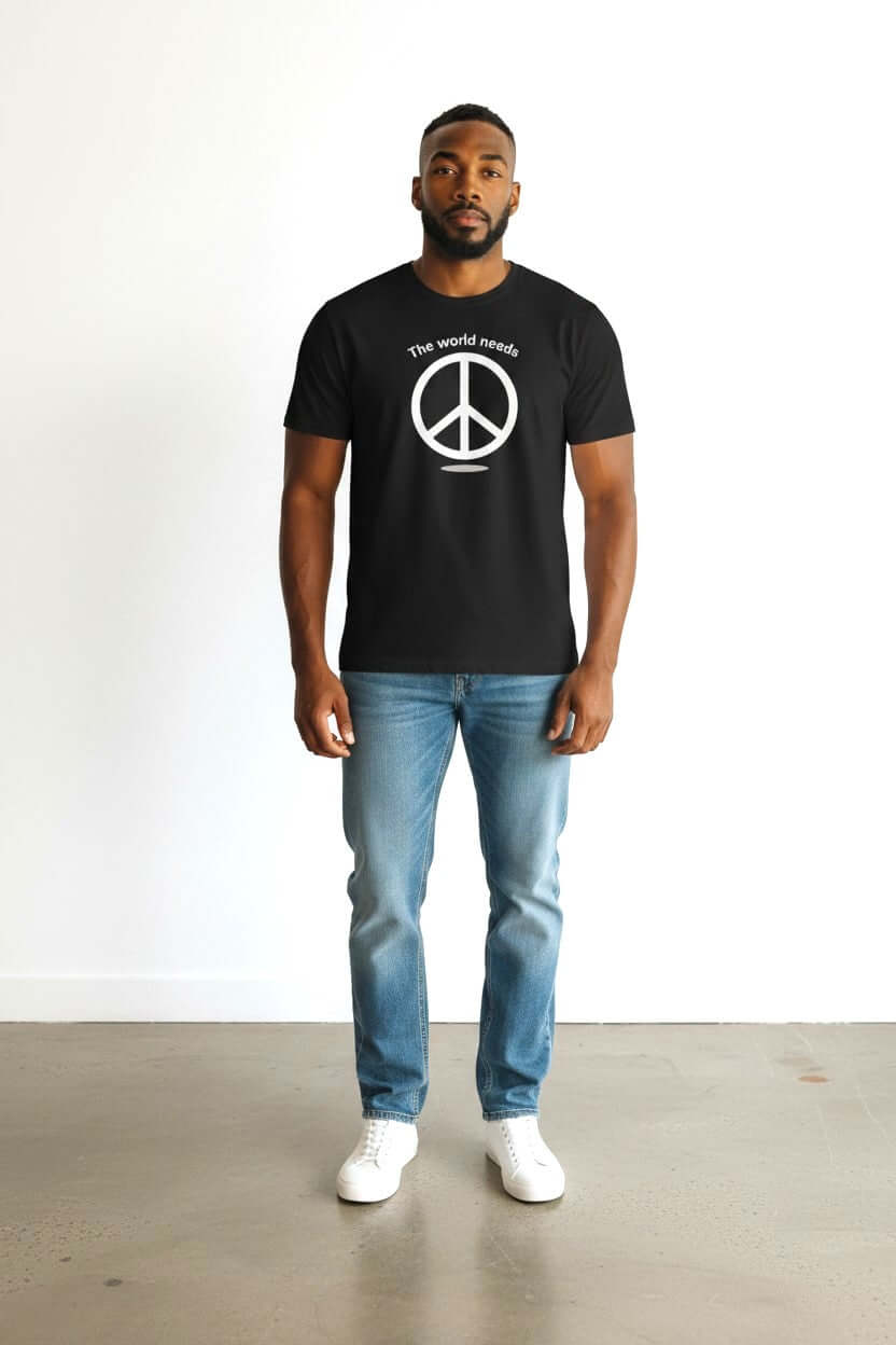Men's The World Need Peace Short Sleeve T-Shirt Black