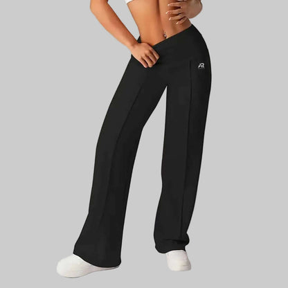women's high waist shapewear wide leg pants in black, designed for comfort and confidence in any setting.