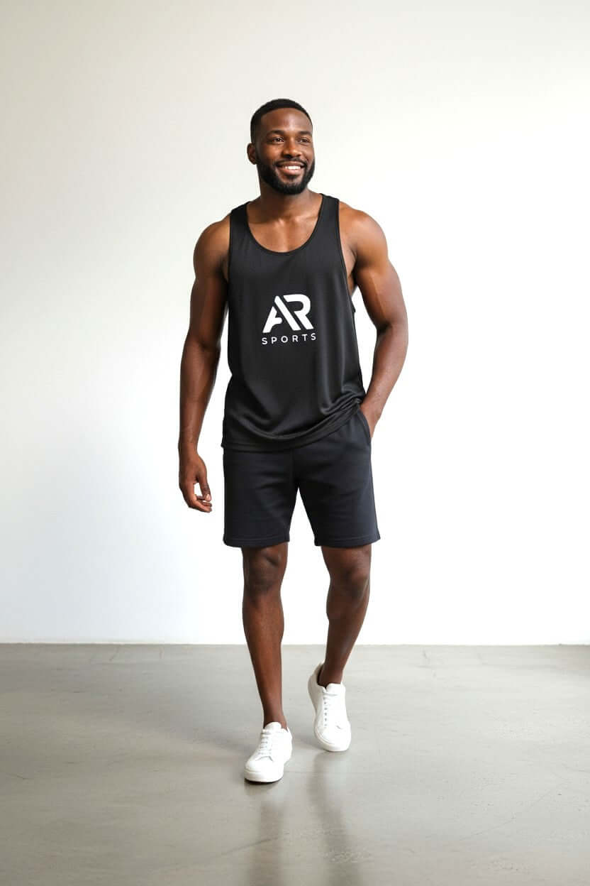 Men's sleeveless gym tank top from AR Sportswear, perfect for workouts and training sessions.