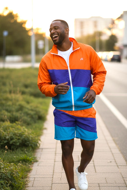 Men's 2Pcs Zip Up Long Sleeve Windbreaker jackets