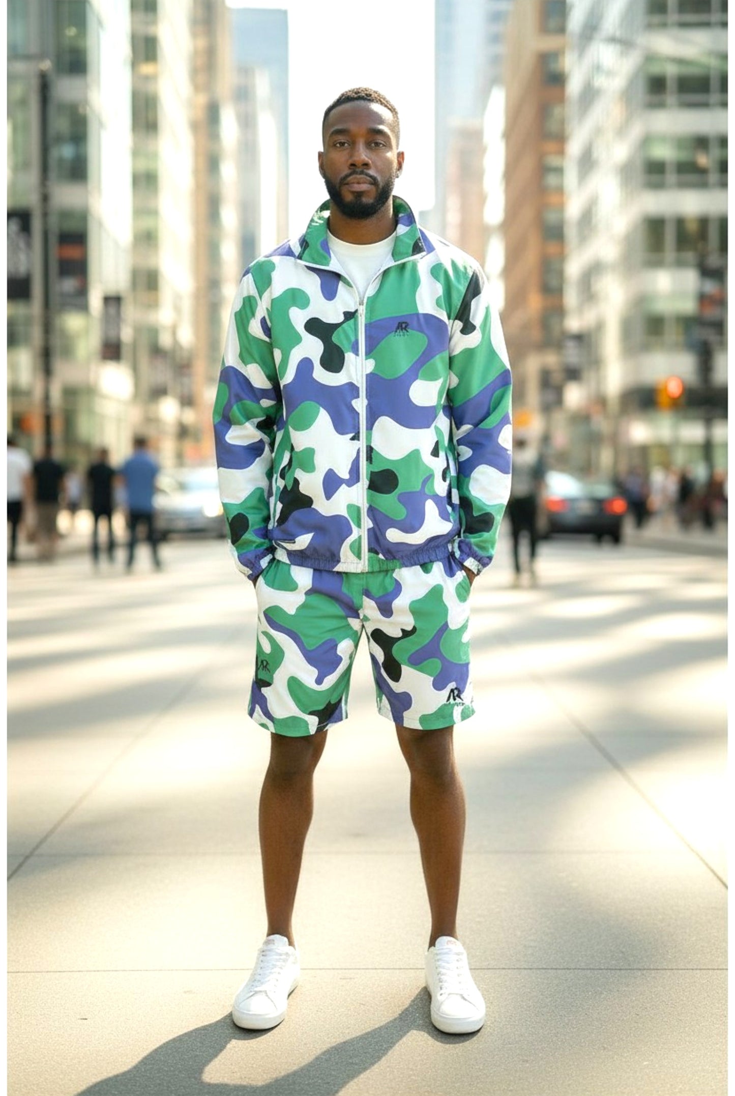 Men's 2Pcs Zip Up Long Sleeve Windbreaker jackets