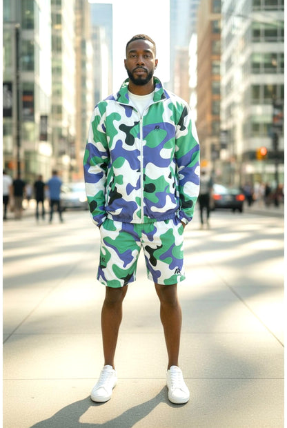 Men's 2Pcs Zip Up Long Sleeve Windbreaker jackets