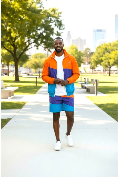 Men's 2Pcs Zip Up Long Sleeve Windbreaker jackets