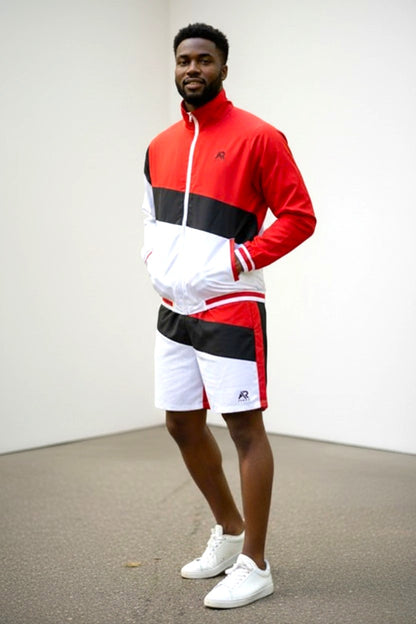 AR Sportswear Men's 2Pcs Tracksuit Windbreaker Jacket With Matching Shorts