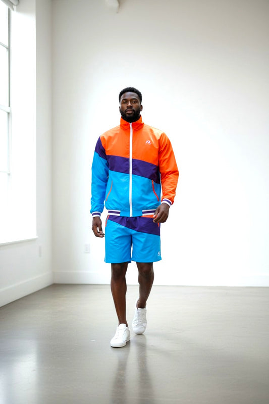 AR Sportswear Men's 2Pcs Tracksuit Windbreaker Jacket With Matching Shorts