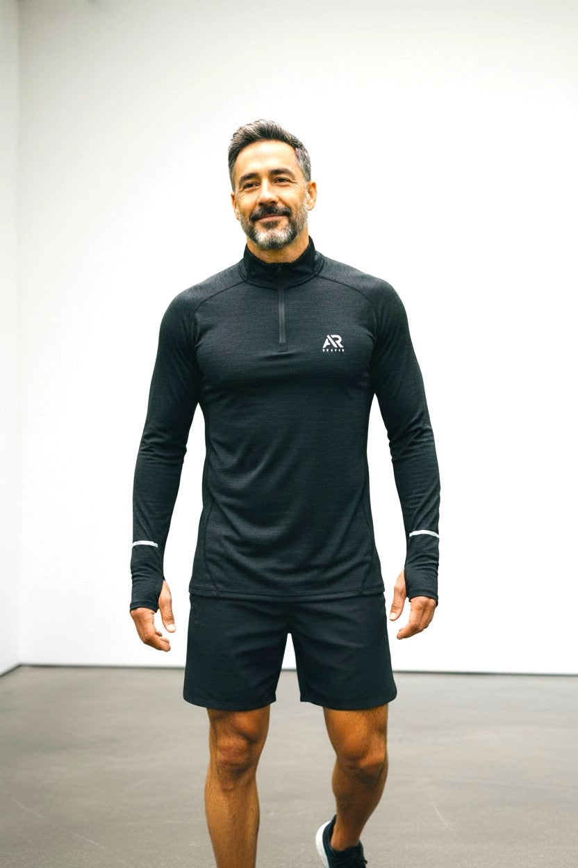AR Sportswear Men's Quarter Zip Gym / Sports Long-Sleeves