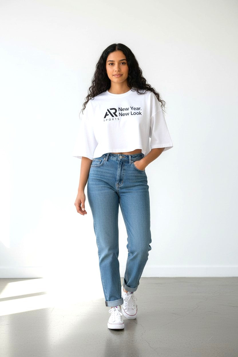 Women's Oversize Crop Top T-Shirt.