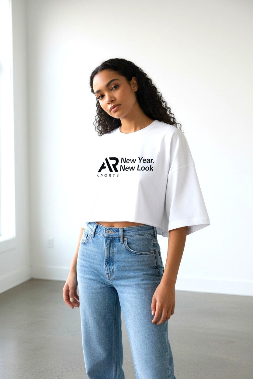 Women's Oversize Crop Top T-Shirt.