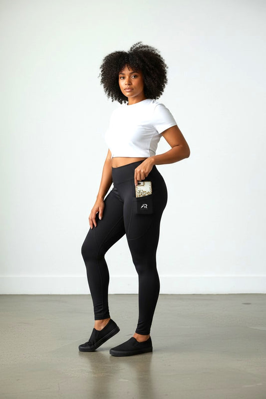 AR Sportswear Women's Side Pocket Logo High Waist Leggings