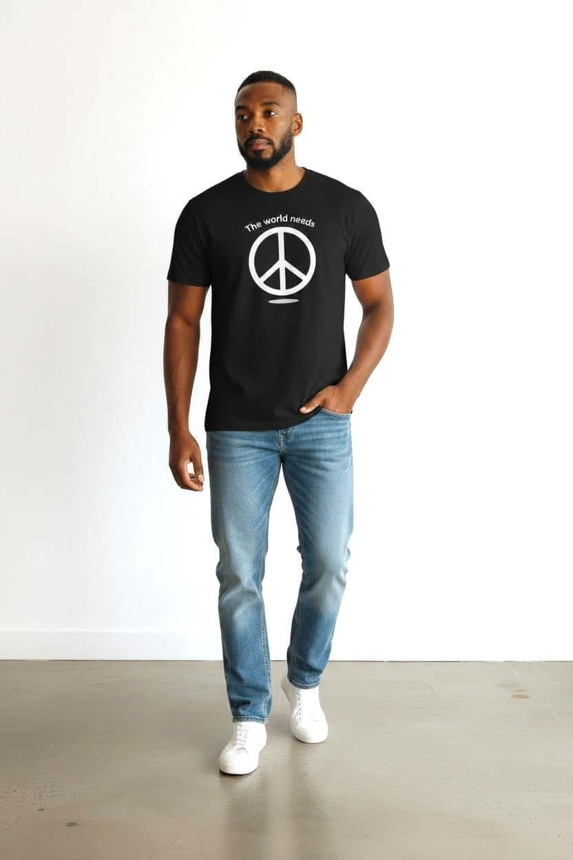 Men's The World Need Peace Short Sleeve T-Shirt Black