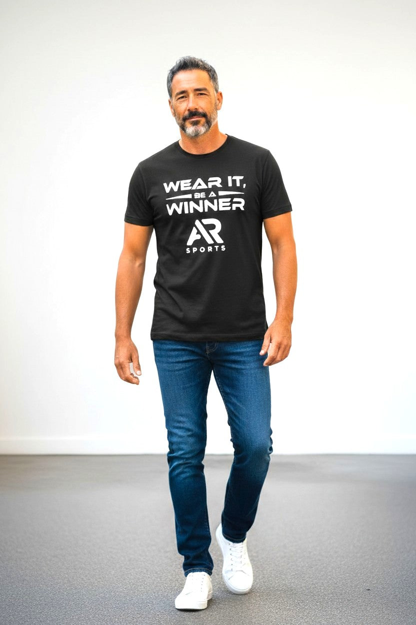 Men's Slogan Logo T-shirt by AR Sportswear, perfect for active lifestyles.