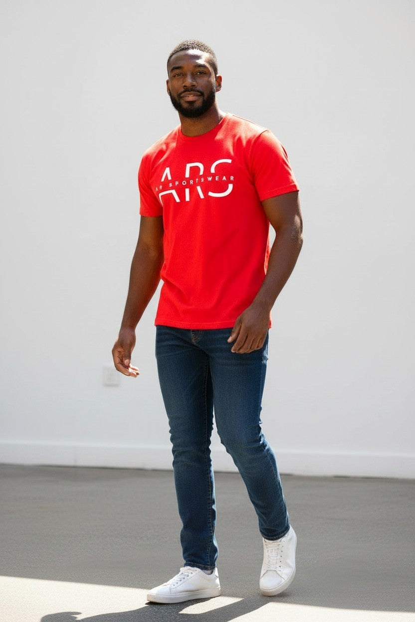 Men's Classic ARS Logo T-Shirt in red with ARS logo, suitable for stylish men who value comfort.