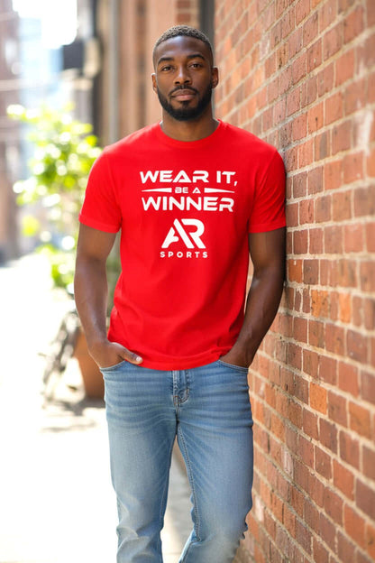 AR Sportswear Men's Red Slogan Logo T-shirt