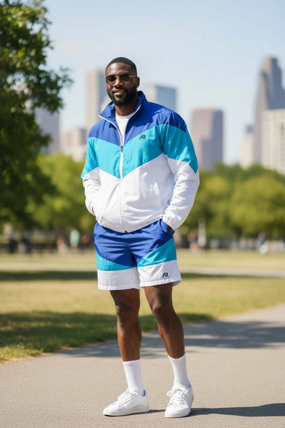 Men's 2Pcs Zip Up Long Sleeve Windbreaker jackets