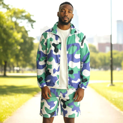 Men's 2Pcs Zip Up Long Sleeve Windbreaker jackets