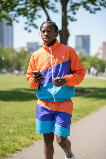 Men's 2Pcs Zip Up Long Sleeve Windbreaker jackets