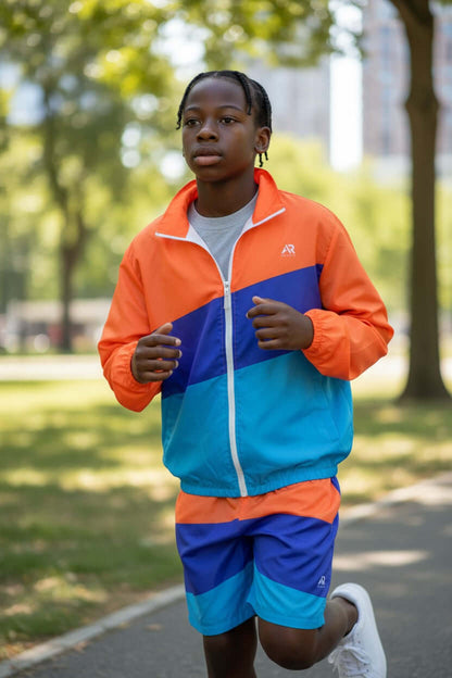 Men's 2Pcs Zip Up Long Sleeve Windbreaker jackets