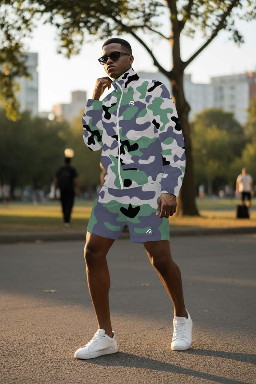 Men's 2Pcs Zip Up Long Sleeve Windbreaker jackets