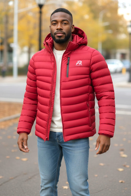 AR Sportswear Men's Down Puffy Jacket With Detached Hood