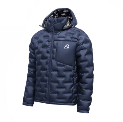 Men's Sports Puffy Down Hoodie Jacket Wind Proof