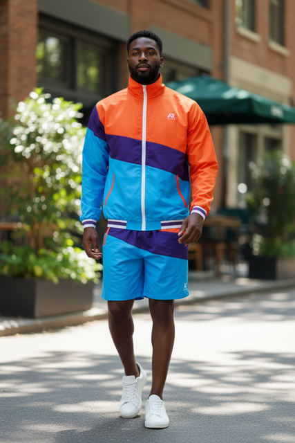 AR Sportswear Men's 2Pcs Tracksuit / Windbreaker Jacket With Matching Shorts