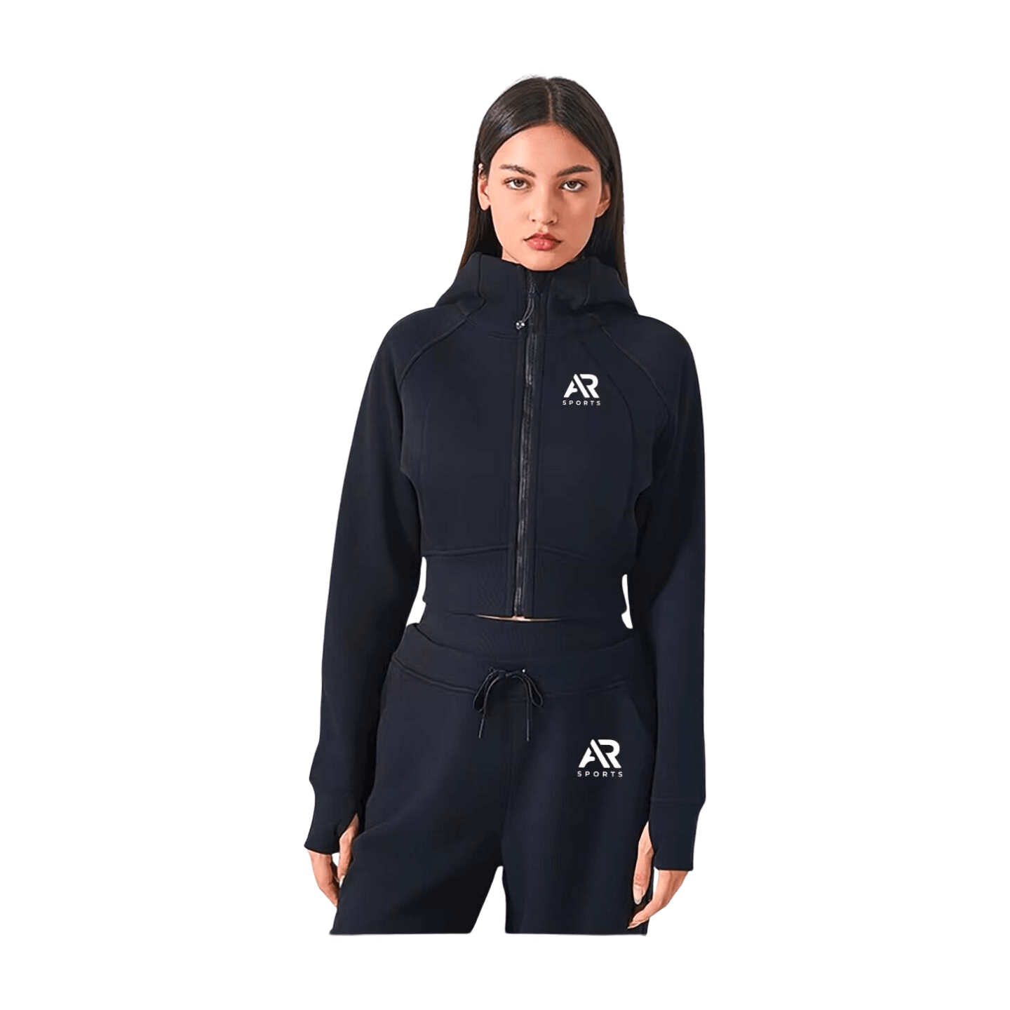 Women's 2pcs Women's Fashion Tracksuit Hoodie Black
